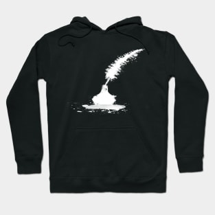 Abstract White Ink Splash Peacock Feather Quill With Vintage Ink Well Hoodie